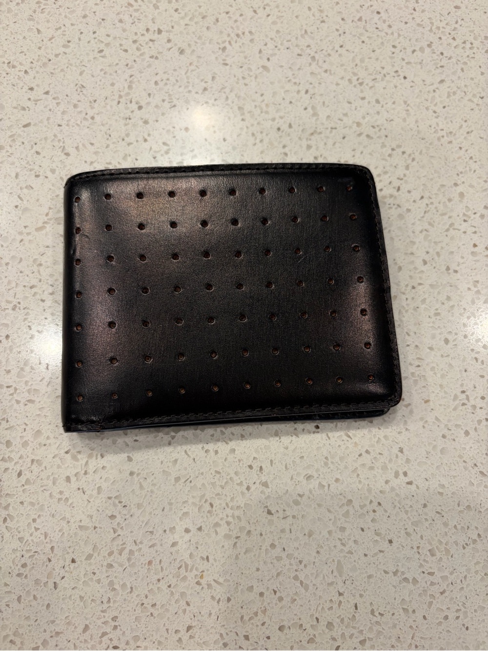 Jack Spade Black Perforated Leather Bi-Fold Wallet